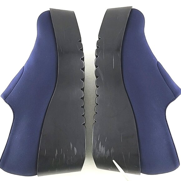 Donald Pliner Women's Cape Blue Black Wedge Platform Shoes Stretch Size 7.5M - Picture 15 of 16